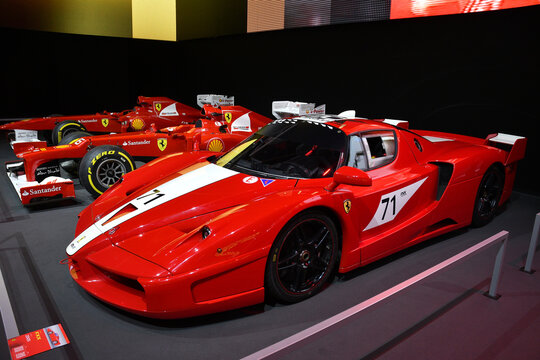 Scarperia, Italy - October 24th 2025: Ferrari FXX of year 2005 on display during Ferrari World Finals 2025 at Mugello Circuit in Italy.