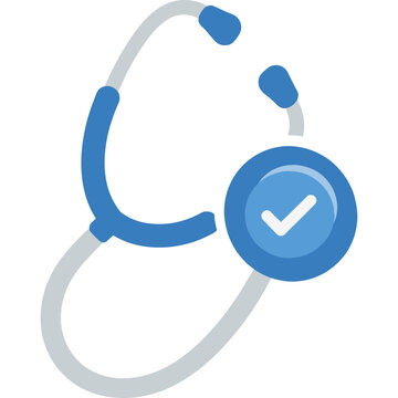 Illustration of a stethoscope with a checkmark on its chest piece