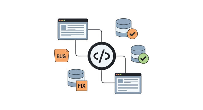 Coding symbols and database connections.