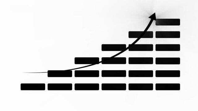 Business graph growth concept in allusive graph chart showing marketing sales profit increasing to future target. Excellent financial status of corporate business going up. 4k animation video