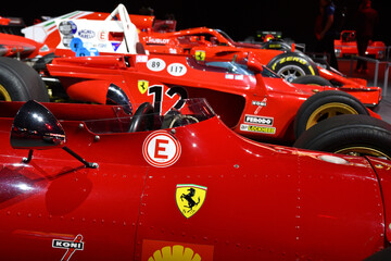 Fototapeta premium Scarperia; Italy - October 24th 2025: Ferrari 312 F1-69 on display during Ferrari World Finals 2025 at Mugello Circuit in Italy.