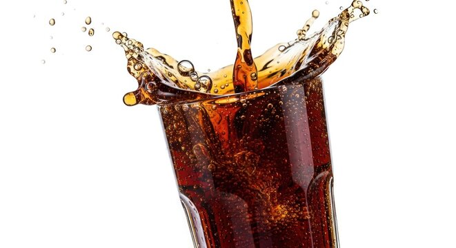 Refreshing Cola Splash A Dynamic Moment Captured in a Glass.