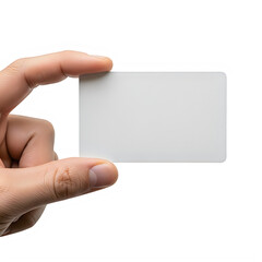 Obraz premium Hand holding a blank white tablet or digital display device isolated on transparent background