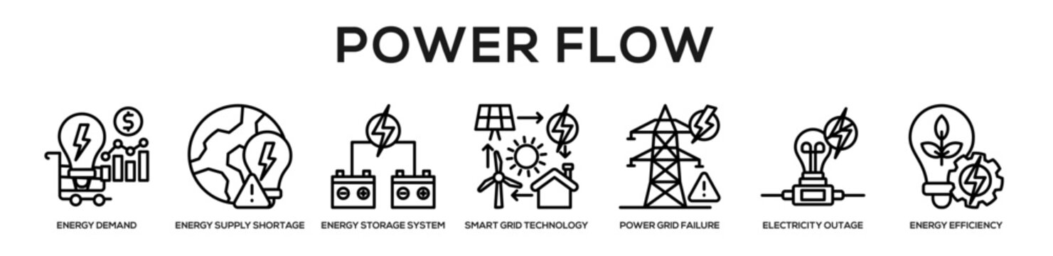 Power Flow web banner icon illustration concept