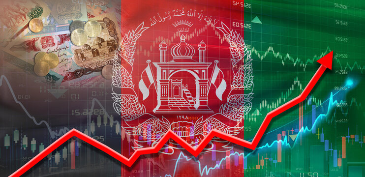 Afghanistan financial growth on market graph. Afghanistan economic growth on financial graph background