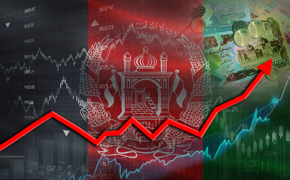 Afghan economic growth on financial graph. Afghanistan financial growth on market graph