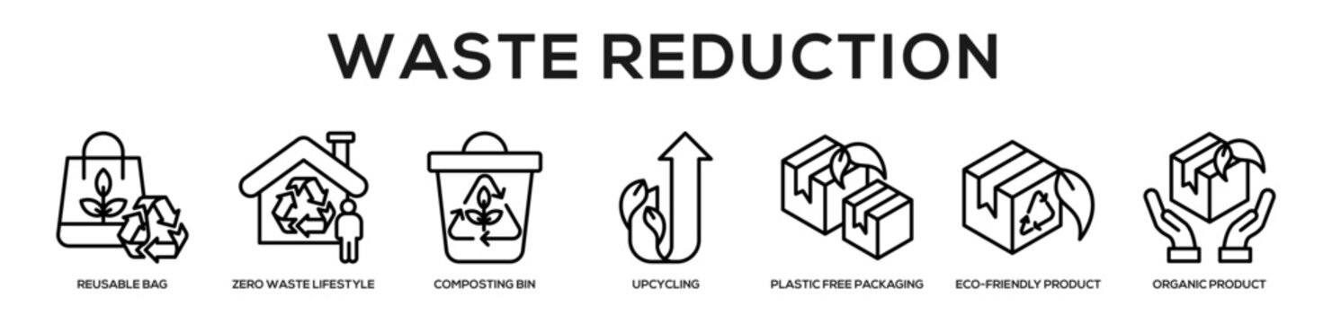 Waste Reduction web banner icon illustration concept