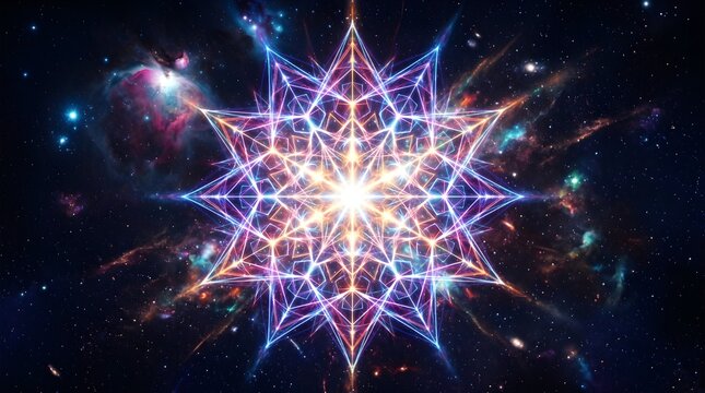 Cosmic Energy Burst Geometric Symmetry Nebula Sci Fi Background