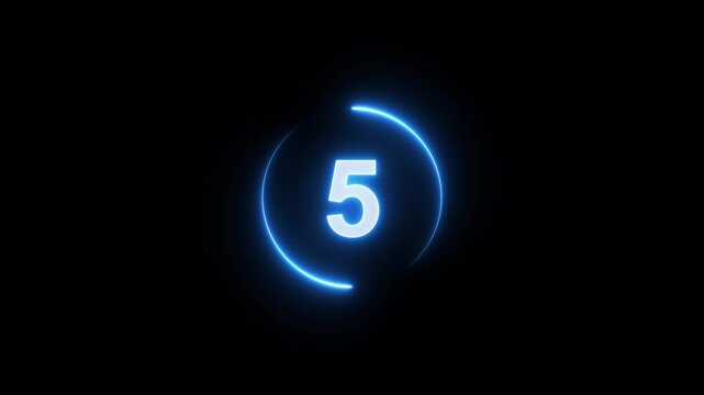 10 seconds countdown timer animation, 10-0 counting down seconds neon number Motion Graphic 4k animation video.
