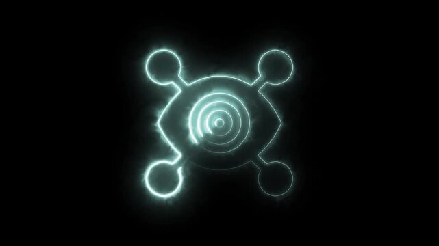 Mysterious glowing symbol an exploration of energy spirituality and ancient runes in a dark setting