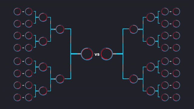 Circular Neon Style Tournament Chart Template Animation. 32 Team Championship Tree in Alpha Version.