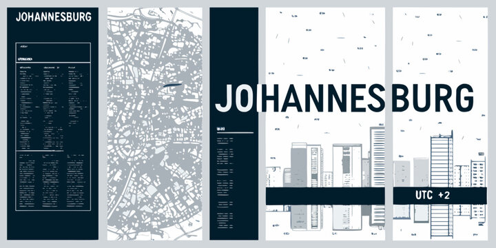 Johannesburg cityscapes displayed across a four panel abstract design