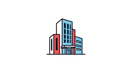 Fototapeta premium Minimalist Colorful Building Illustration Suitable for Business and Architectural Concepts