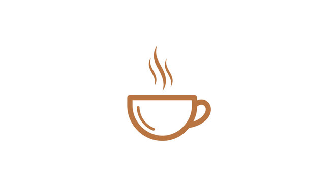 Minimalist coffee cup icon illustration design with steam on white background