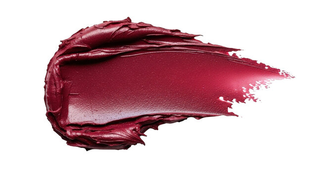 a smear of dark red lip gloss on a white surface