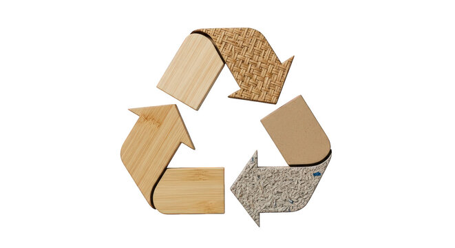 recycling symbol made of different wood textures