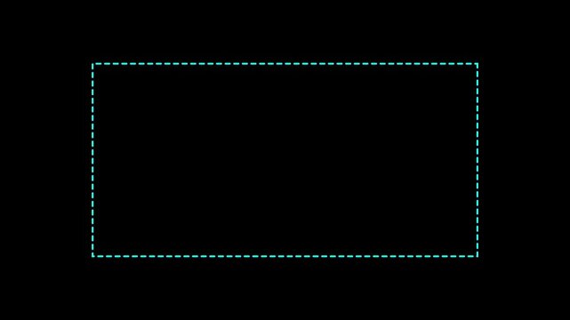 Dotted line rectangle frame animation on white background. Animation of a dotted line path from left to right point. Motion Graphic 4k animation video.