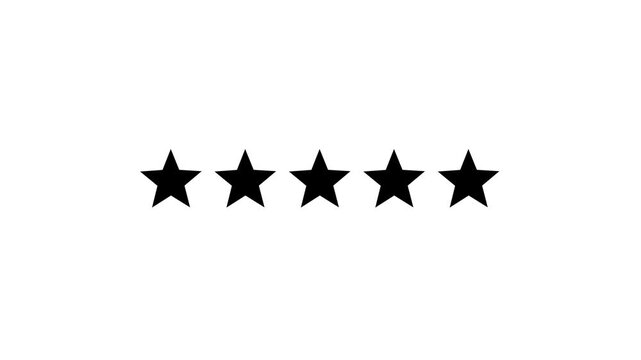 5 star rating concept animation on the background ,star review concept.Five stars rating animation video.Special with rating star icon animation.