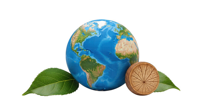 earth globe with chocolate chip cookie and green leaves