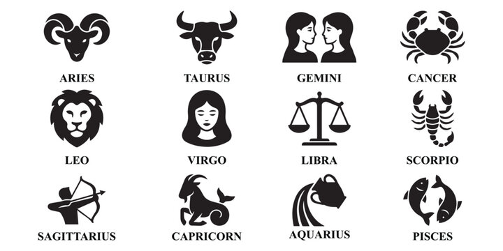 Zodiac Astrology Icon Set.