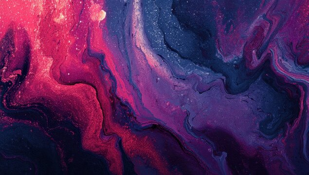 Abstract swirling cosmic nebula with vibrant pink and deep blue hues illuminated by shimmering stardust creating a mystical and ethereal atmosphere a background for fantasy and science fiction themes