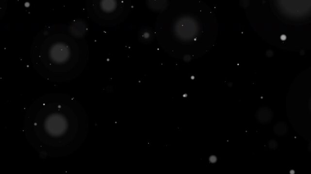 White flying dust particles overlay on black background for cinematic video effects