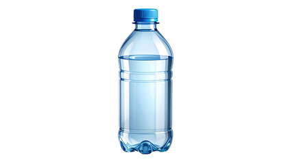 Fototapeta premium A clear, plastic bottle filled with water, against a black background