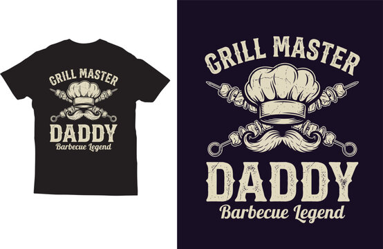 Grill master daddy barbecue legend vintage bbq dad t shirt design