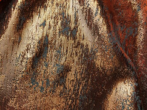 Luxury copper, bronze, red gold metallic fabric texture elegant draped folds shimmer, distressed foil effect