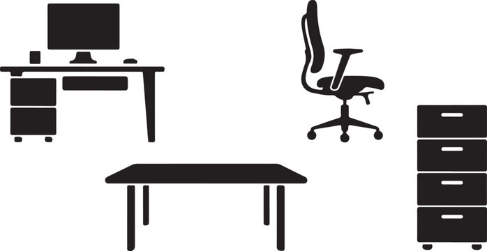 Minimalist black office desk lamp and mouse with scrollbar