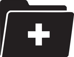 Fototapeta premium Medical file icon, healthcare folder symbol, black and white vector graphic, medical records logo