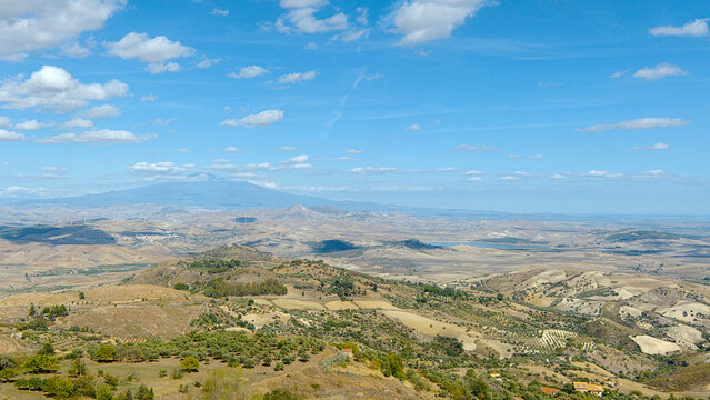 View From Belvedere in Aidone, Enna, Sicily, Italy