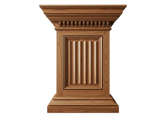 Naklejka premium Elegant wooden classical architectural structure with fluted columns and entablature isolated on white background