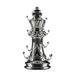 Fototapeta premium Elegant black king chess piece depicted with dynamic water splashes and droplets isolated on transparent background