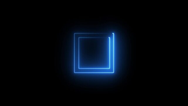 Glowing neon frame background. Glowing neon rectangle border frame, Neon line glowing square frame on black background.rectangle picture frame concept. 4k video