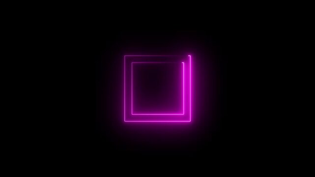 Glowing neon frame background. Glowing neon rectangle border frame, Neon line glowing square frame on black background.rectangle picture frame concept. 4k video