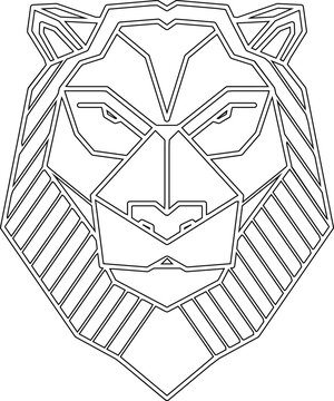 Modern minimalist lion head polyline decorative ornament silhouette design illustration vector sketch