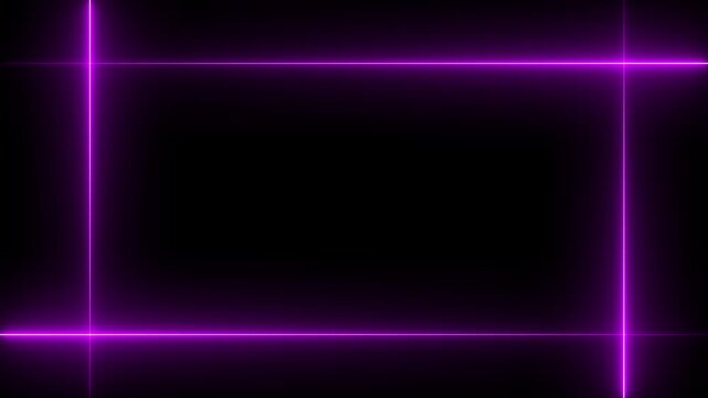Glowing neon frame background. Glowing neon rectangle border frame, Neon line glowing square frame on black background.rectangle picture frame concept. 4k video