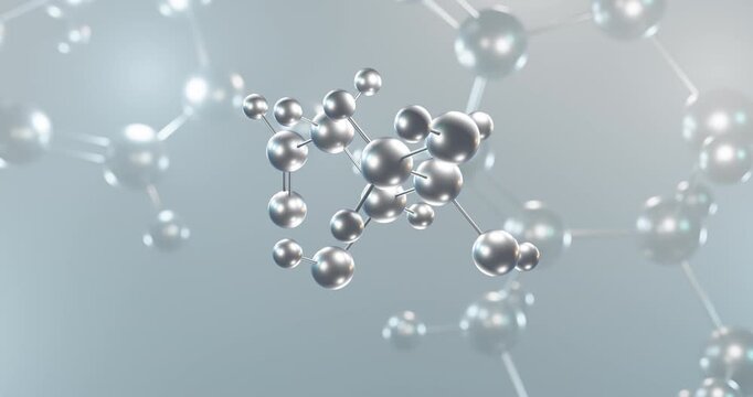 Deoxyribose rotating 3d molecule, molecular structure of monosaccharide sugar seamless video
