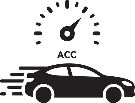 Car speedometer icon, ACC vehicle symbol, automotive speed gauge, modern car dashboard