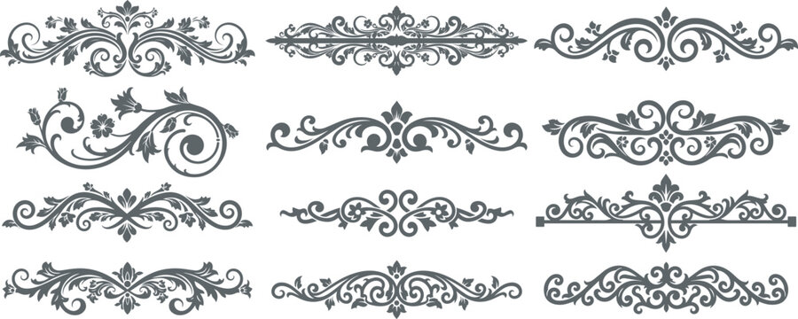 Ornate floral swirls and dividers vintage decorative design eps 10
