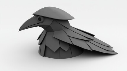 Obraz premium Abstract Black Bird Sculpture with Geometric Shapes and Simple Design