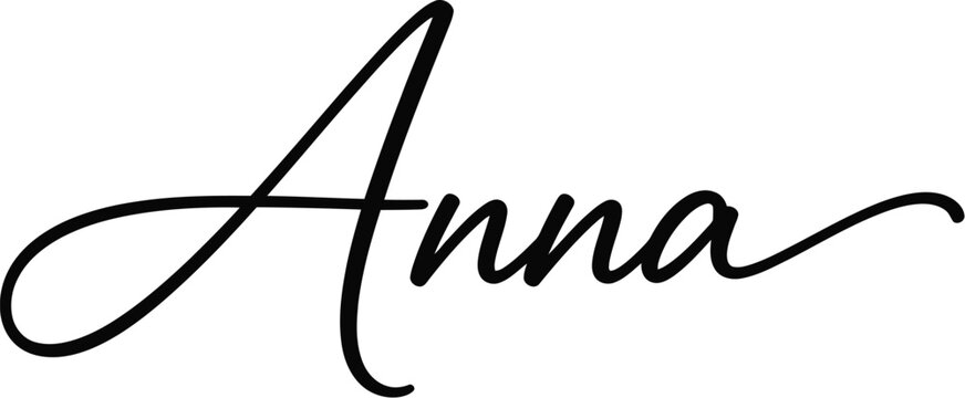 A elegant signature of the name Anna in black cursive font on a white background