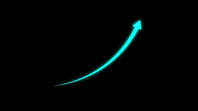 Business growth arrow animation showing rising market trend. Upward line arrow chart represents success, profit, and economic progress. Growth direction symbol fits finance and strategy visuals.