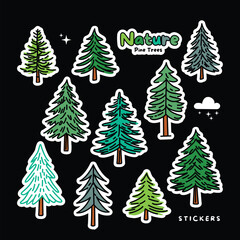 Obraz premium Colorful Cute Pine Trees Pattern with Forest Theme Seamless Vector