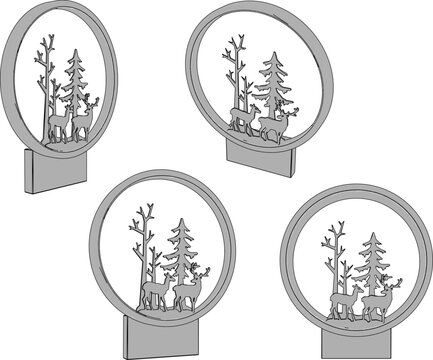Intricate Oriental Pagoda Silhouette Graphic Inside a Circular Frame with Stylized Clouds for SVG Cut Files and Professional Digital Art Projects 