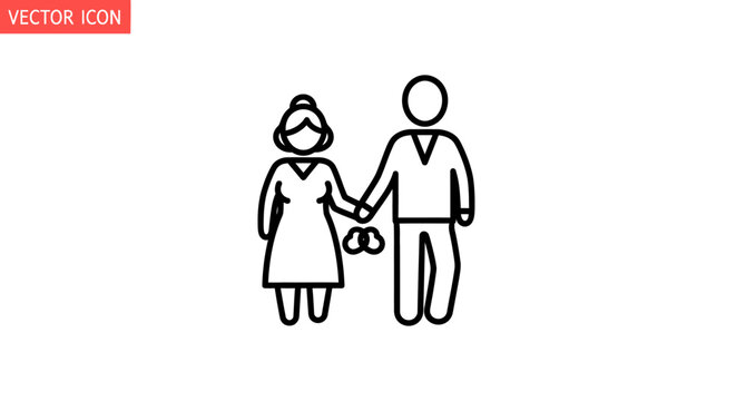 Couple Holding Hands Line Art.