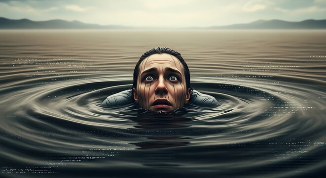Drowning in Despair - A Portrait of Overwhelming Fear.