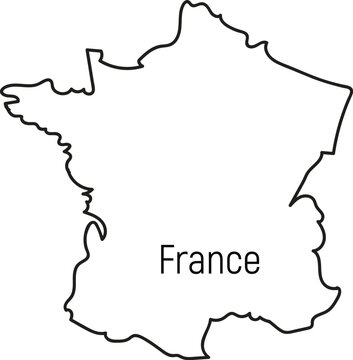 Outline map of france with label