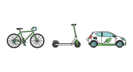 Green bicycle electric scooter car. © Aan
